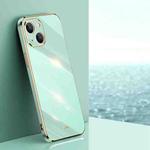 For iPhone 13 mini XINLI Straight 6D Plating Gold Edge TPU Shockproof Case(Mint Green)