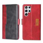 For Samsung Galaxy S23 Ultra 5G Contrast Color Side Buckle Leather Phone Case(Red+Black)