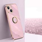 For iPhone 13 XINLI Straight Edge 6D Electroplate TPU Phone Case with Ring Holder(Cherry Purple)