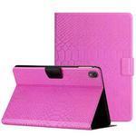 For Lenovo Tab P11 Solid Color Crocodile Texture Leather Smart Tablet Case(Rose Red)