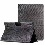 For Amazon Kindle Fire HD 8 2020 Solid Color Crocodile Texture Leather Smart Tablet Case(Black)