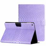 For Amazon Kindle Fire HD 8 2018/2017/2016 Solid Color Crocodile Texture Leather Smart Tablet Case(Purple)