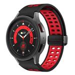 For Samsung Galaxy Watch5 Pro Double-row Hole Folding Buckle Silicone Watch Band(Black Red)