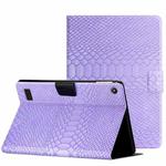 For Amazon Kindle Fire HD 7 2019/2017/2015 Solid Color Crocodile Texture Leather Tablet Case(Purple)