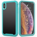For iPhone XS / X Transparent Series Frame TPU + PC Dust-proof Scratch-proof Drop-proof Protective Case(Light Blue)