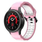 For Samsung Galaxy Watch5 Pro Wave Two Color Silicone Watch Band(Pink White)