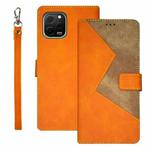 For Huawei nova Y61 4G idewei Two-color Splicing Leather Phone Case(Orange)