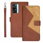 For OPPO A77s idewei Two-color Splicing Leather Phone Case(Brown)