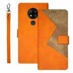 For Oukitel C19 Pro idewei Two-color Splicing Leather Phone Case(Orange)