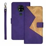 For Oukitel C19 Pro idewei Two-color Splicing Leather Phone Case(Purple)