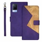 For vivo V21s idewei Two-color Splicing Leather Phone Case(Purple)