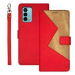 For ZTE Blade A72 4G idewei Two-color Splicing Leather Phone Case(Red)