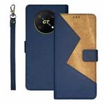 For Honor X40 GT idewei Two-color Splicing Leather Phone Case(Blue)