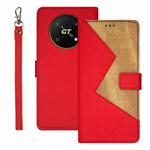 For Honor X40 GT idewei Two-color Splicing Leather Phone Case(Red)