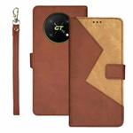 For Honor X40 GT idewei Two-color Splicing Leather Phone Case(Brown)