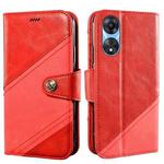 For OPPO A58 5G idewei Color Contrast Retro Texture Leather Phone Case(Red)