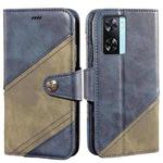 For OPPO A77s idewei Color Contrast Retro Texture Leather Phone Case(Blue)
