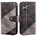 For Realme 10 5G idewei Color Contrast Retro Texture Leather Phone Case(Black)