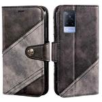 For vivo V21s idewei Color Contrast Retro Texture Leather Phone Case(Black)