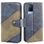 For vivo V21s idewei Color Contrast Retro Texture Leather Phone Case(Blue)