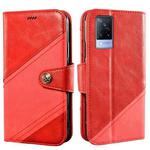 For vivo V21s idewei Color Contrast Retro Texture Leather Phone Case(Red)