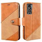 For ZTE Axon 30S idewei Color Contrast Retro Texture Leather Phone Case(Orange)