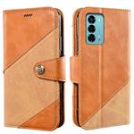 For ZTE Blade A72 4G idewei Color Contrast Retro Texture Leather Phone Case(Orange)