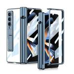 For Samsung Galaxy Z Fold4 GKK Magnetic Fold Hinge Shockproof Phone Case with Pen Slots(Blue)