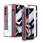 For Samsung Galaxy Z Fold4 GKK Magnetic Fold Hinge Shockproof Phone Case with Pen Slots(Wine Red)