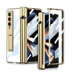 For Samsung Galaxy Z Fold4 GKK Magnetic Fold Hinge Shockproof Phone Case with Pen Slots(Gold)