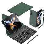 For SamsungGalaxy Z Fold3 5G GKK Magnetic Folding Bluetooth Keyboard Leather Case with Pen(Green)