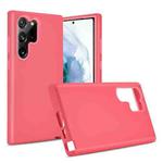 For Samsung Galaxy S23 Ultra 5G 3 in 1 Solid Color Shockproof Protective Phone Case(Rose Red)