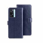 For OPPO A77s idewei Crazy Horse Texture Leather Phone Case(Dark Blue)