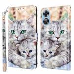 For OPPO A17 3D Painted Leather Phone Case(Two Loving Cats)