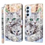 For Samsung Galaxy A54 5G 3D Painted Leather Phone Case(Two Loving Cats)