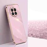 For Huawei Mate 50 Pro XINLI Straight 6D Plating Gold Edge TPU Shockproof Case(Cherry Purple)