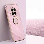 For Huawei Mate 50 XINLI Straight Edge 6D Electroplate TPU Phone Case with Ring Holder(Cherry Purple)