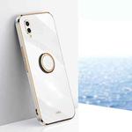 For Huawei Enjoy 9 XINLI Straight Edge 6D Electroplate TPU Phone Case with Ring Holder(White)