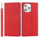 For iPhone 14 Pro Max Litchi Texture Genuine Leather Phone Case(Red)
