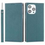 For iPhone 14 Pro Max Litchi Texture Genuine Leather Phone Case(Sky Blue)