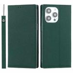 For iPhone 14 Pro Litchi Texture Genuine Leather Phone Case(Dark Green)