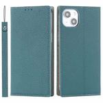 For iPhone 14 Litchi Texture Genuine Leather Phone Case(Sky Blue)