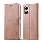 For OPPO A17 LC.IMEEKE Calf Texture Leather Phone Case(Rose Gold)
