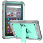 Silicone + PC Holder Shockproof Tablet Case For Amazon Kindle Fire HD 8 2022 / 2020 / HD 8 Plus 2020(Mint Green+Grey)