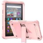 Silicone + PC Holder Shockproof Tablet Case For Amazon Kindle Fire HD 8 2022 / 2020 / HD 8 Plus 2020(Rose Gold)