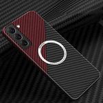 For Samsung Galaxy S23 5G Carbon Fiber Texture MagSafe Magnetic Phone Case(Black Red)