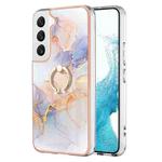 For Samsung Galaxy S23+ 5G Electroplating IMD TPU Phone Case with Ring(White Marble)