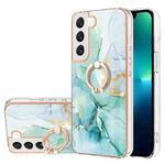 For Samsung Galaxy S23+ 5G Electroplating Marble IMD TPU Phone Case with Ring Holder(Green 003)