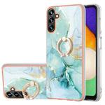 For Samsung Galaxy A14 5G Electroplating Marble IMD TPU Phone Case with Ring Holder(Green 003)