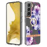 For Samsung Galaxy S23+ 5G Flowers and Plants Series IMD TPU Phone Case with Ring Holder(Purple Begonia)